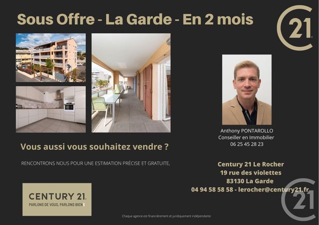Appartement F3 à vendre - 4 pièces - 82.61 m2 - LA GARDE - 83 - PROVENCE-ALPES-COTE-D-AZUR - Century 21 Le Rocher Appartement F3 à vendre - 4 pièces - 82.61 m2 - LA GARDE - 83 - PROVENCE-ALPES-COTE-D-AZUR - Century 21 Le Rocher